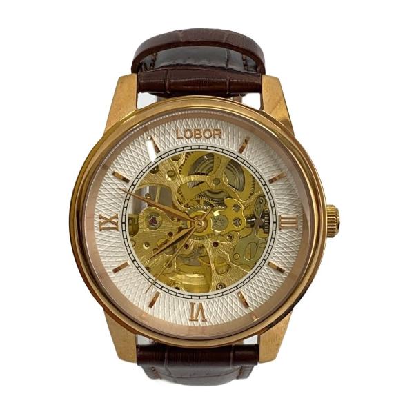 LOBOR◆自動巻腕時計/アナログ/レザー/GLD/BRW/LB3507-SM