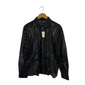 STUSSY◆Perforated Leather Shirt/長袖シャツ/M/レザー/BLK/1110322//