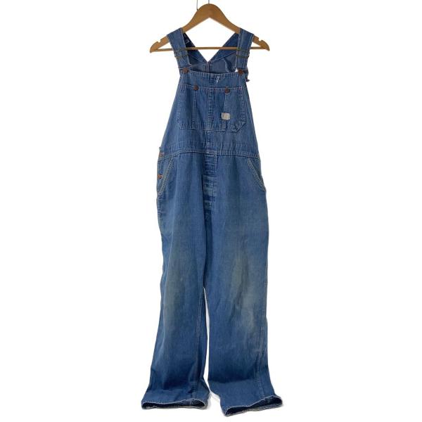ROUND HOUSE◆80s/オーバーオール/FREE/デニム/IDG/無地