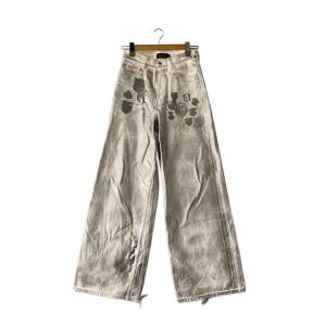 MASU◆25SS/EMBLEM BAGGY JEANS/裾ダメージ/ボトム/42/コットン/SLV/B25K6PT007