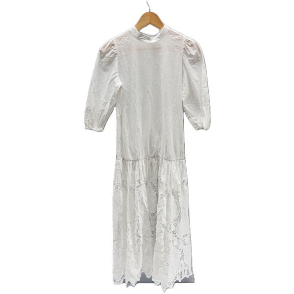 AMERI◆長袖ワンピース/S/コットン/WHT/無地