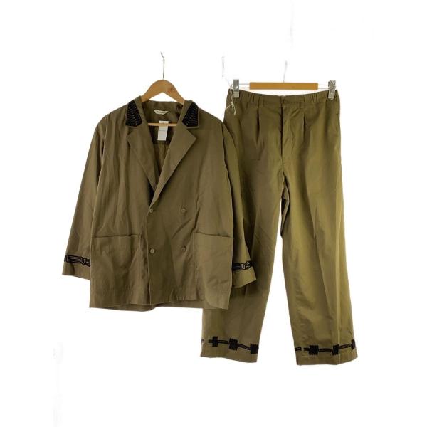 Plantation◆80~90s/セットアップ/L/コットン/KHK/PG13100/襟刺繍ダブル...