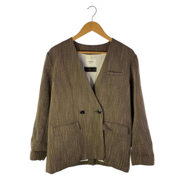 AMERI◆テーラードジャケット/S/ポリエステル/BRW/01320620110
