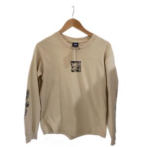 STUSSY◆ドラゴンプリント/USA製/90S/紺タグ/長袖Tシャツ/M/コットン/BEG/プリント