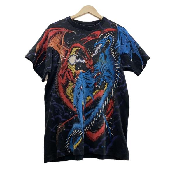LIQUID BLUE◆Tシャツ/L/コットン/マルチカラー/ドラゴン/青龍