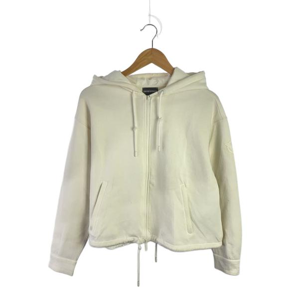EMPORIO ARMANI◆ジップパーカー/S/コットン/WHT/無地/3R2M6D 1JHSZ/...