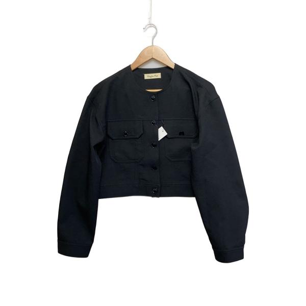 Maglia plus◆ノーカラークロップドジャケット/FREE/ポリエステル/BLK/無地/133...