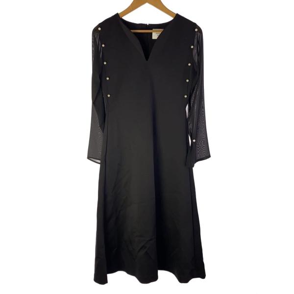 AMERI◆CHIC PEARL DRESS/長袖ワンピース/S/ナイロン/BLK/01010520...