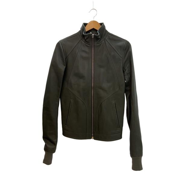 Rick Owens◆シングルライダースジャケット/46/レザー/カーキ/RU02B2761-LC