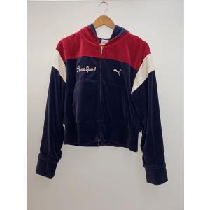 MASU◆ジップパーカー/L/ベロア/ネイビー/無地/636086