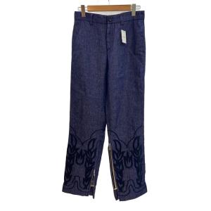 MASU◆22SS/EMBROIDERY WESTERN TROUSERS/46/リネン/インディゴ/MSSS-PT0522//