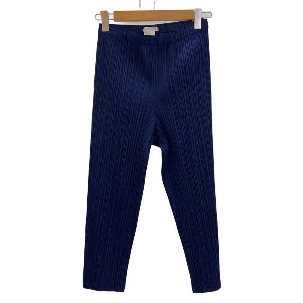PLEATS PLEASE ISSEY MIYAKE◆ボトム/4/ポリエステル/ネイビー/無地/PP...