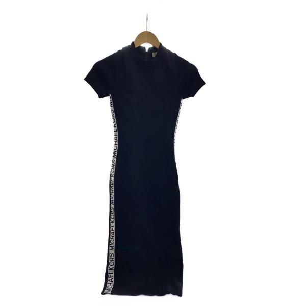 MICHAEL KORS◆半袖ワンピース/S/レーヨン/BLK/JS381NQ5ZV