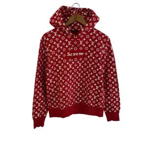 LOUIS VUITTON◆17AW/×Supreme/ボックスロゴ/パーカー/S/レッド/モノグラム/HDY91WJIU//
