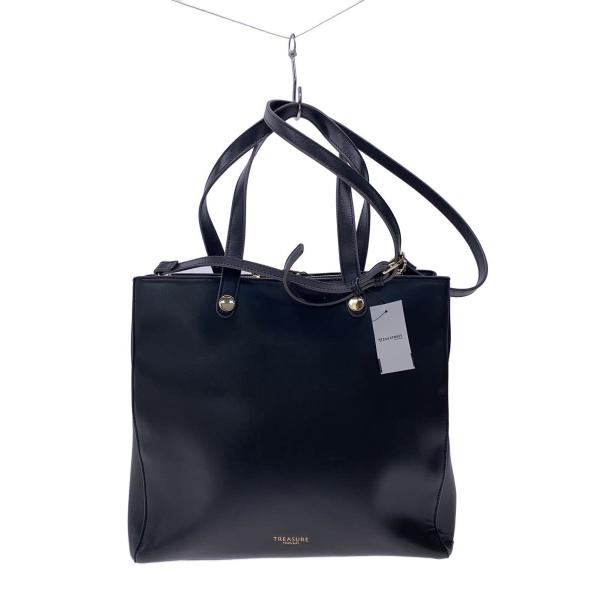 TREASURE TOPKAPI◆トートバッグ/レザー/BLK/無地
