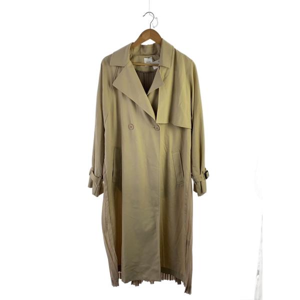 AMERI◆トレンチコート/プリーツ/--/ポリエステル/BEG/無地/018170022