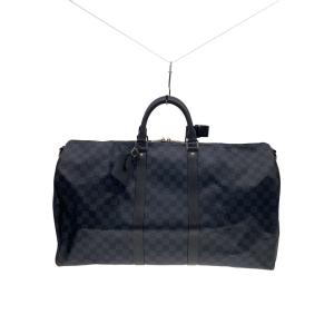 LOUIS VUITTON◆キーポル・バンドリエール55_ダミエ・グラフィット/PVC/BLK/ストラップ欠品//