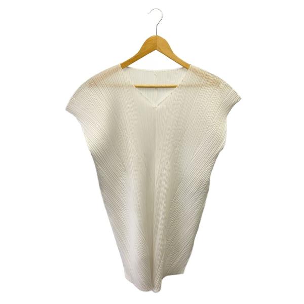 PLEATS PLEASE ISSEY MIYAKE◆半袖ブラウス/3/ポリエステル/WHT/PP7...