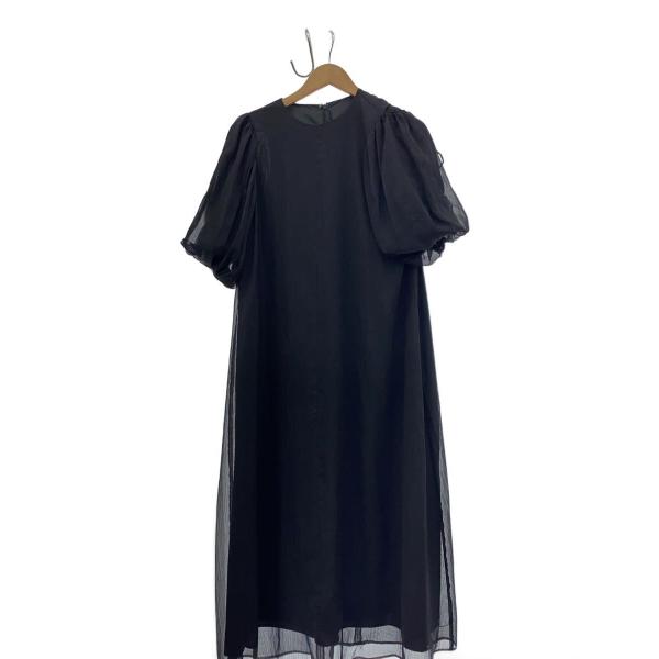 AMERI◆長袖ワンピース/S/ポリエステル/BLK/無地/02120530830