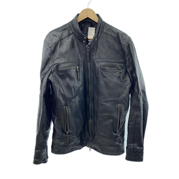 RIDEZ/レザージャケット・ブルゾン/XXL/レザー/BLK/無地/右ポケット上破れ有//