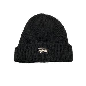 STUSSY◆ニットキャップ/--/アクリル/BLK/無地/メンズ