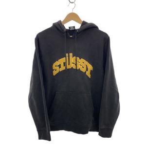 STUSSY◆パーカー/S/コットン/GRY/ロゴパイル刺繍
