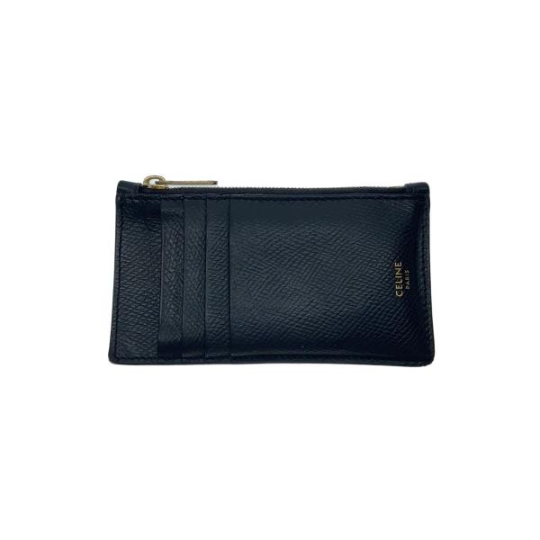 CELINE◆財布/レザー/BLK/コンパクトジップカードホルダ-コインケース/10B683BEL