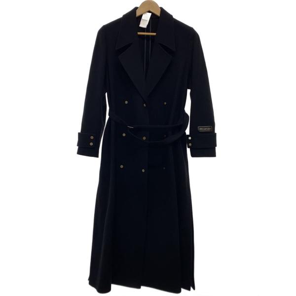 AMERI◆BELT FLARE LONG COAT/コート/S/ウール/BLK/無地/019207...