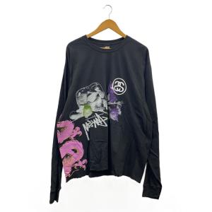 STUSSY◆長袖Tシャツ/XL/コットン/BLK/プリント//