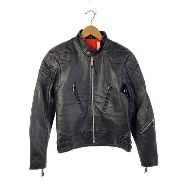 FREEDOM◆シングルライダースジャケット/36/レザー/BLK/無地