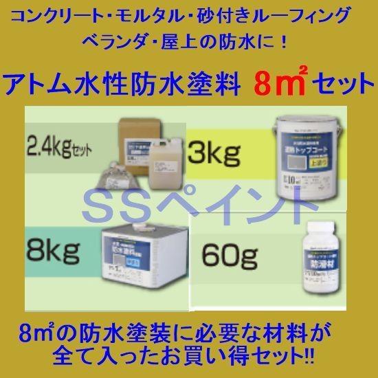 アトムハウスペイント　水性防水塗料　コンクリート・モルタル用　8m2用セット