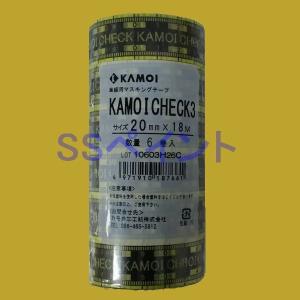 カモイ　KAMOI CHECK3　マスキングテープ　20ｍｍ×18M　6巻入　1包｜sspaint