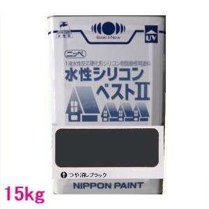 日本ペイント　水性シリコンベスト2　色：つや消しブラック　15kg（一斗缶サイズ）｜sspaint