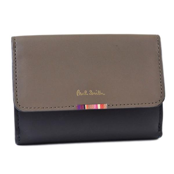 ポールスミス 三つ折り財布 財布 レディース ブランド クロスオーバーストライプタブ コンパクト財布...