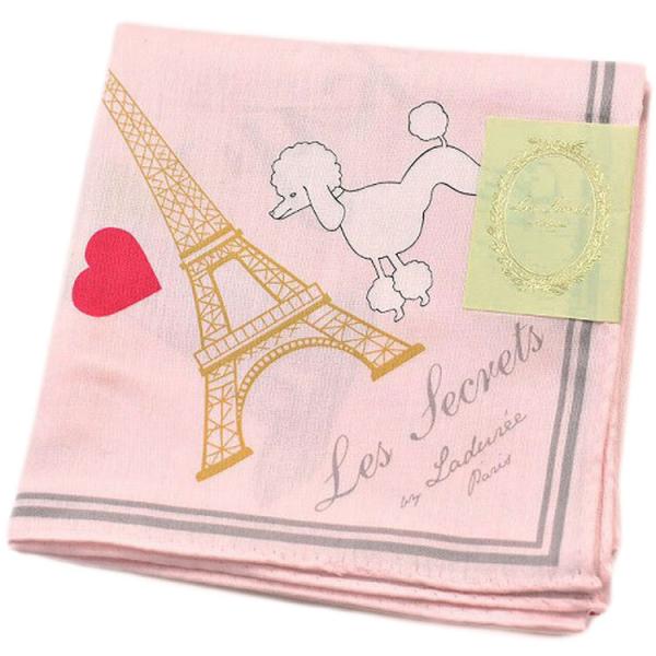 ラデュレ ハンカチ 1枚 レディース ピンク エッフェル塔 マカロン ハート プードル プリント ロ...