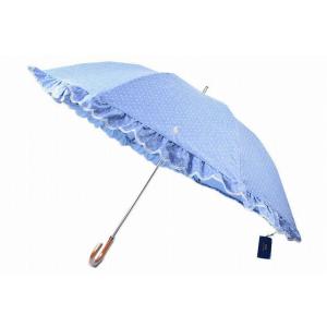 ポロ ラルフローレン 日傘 傘 レディース ブランド POLO Ralph Lauren ドット フリル 50cm デニム ブルー 女性 婦人 UV 晴雨兼用 遮光 遮熱