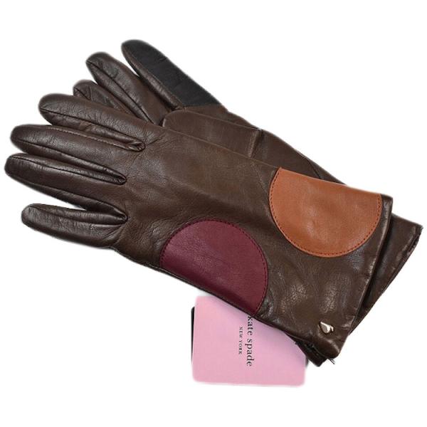 手袋 レディース ケイトスペード ニューヨーク ラムレザー ウール カシミヤ混 カラー ドット子 ス...