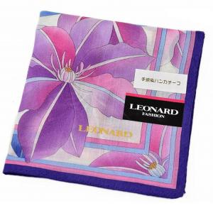 ☆美品☆レオナール ラインストーン 花柄 トップス サイズ40 シルク混 LEONARD（レオナール） 大判 ハンカチ レディース 1枚 ブランド シルク