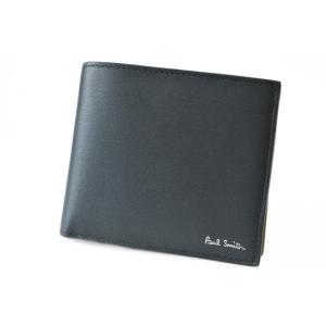財布 メンズ 薄型 二つ折り ポールスミス ブランド イタリア製 ストローグレイン フラップ 専用箱...