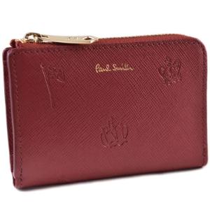 コインケース ポールスミス パスケース L字ファスナー メンズ ブランド ポールドローイング 定期入れ 専用箱付 赤 レッド 男性 紳士 本革 PSC952