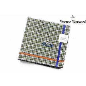 ヴィヴィアン ウエストウッド ハンカチ メンズ 1枚 ブランド Vivienne Westwood グリーン チェック オーブ 男性 紳士