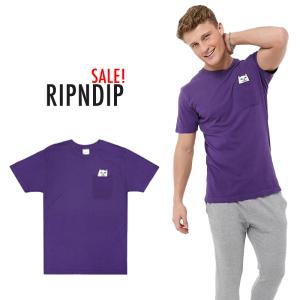 リップンディップ Tシャツ RIPNDIP ポケT 半袖 Lord Nermal Pocket Tee パープル ネコ ポケット トップス スケーター ストリート メンズ レディース Rip N Dip [｜ssshop