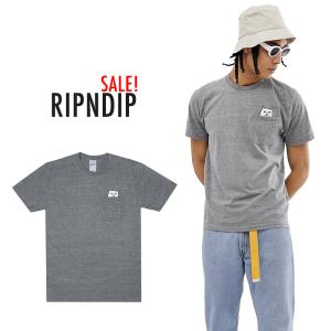 リップンディップ Tシャツ RIPNDIP ポケT 半袖 Lord Nermal Pocket Tee グレー ネコ ポケット トップス スケーター ストリート メンズ レディース Rip N Dip [衣｜ssshop