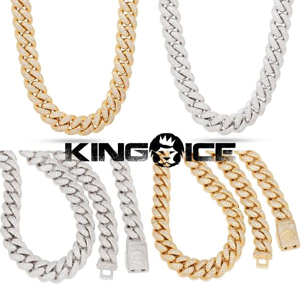 KING ICE キングアイス ネックレス チェーン 18MM ICED MIAMI CUBAN C...