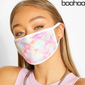 ブーフー boohoo 布マスク Tie Dye Fashion Face Mask PINK ピンク マスク ファッションマスク 洗える ロゴ 布 大人用 男女兼用 おしゃれ かっこいい アクセサリ｜ssshop