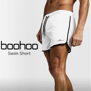 ブーフー boohoo MAN Signature Runner Swim Short WHITE ホワイト 水着 海パン スイムウェア サーフパンツ ショーツ ショートパンツ パンツ メンズ 海