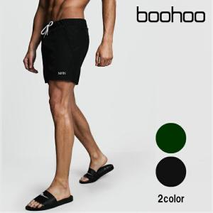 ブーフー boohoo Original MAN Mid Length Swim Short KHAKI / BLACK カーキ / ブラック 水着 海パン スイムウェア サーフパンツ ショーツ パンツ メンズ イギリ｜ssshop