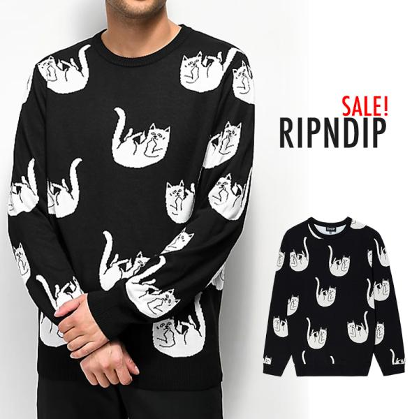 リップンディップ ニット RIPNDIP FALLING NERM KNIT SWEATER ブラッ...