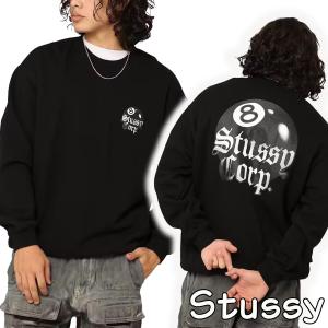 Stussy スウェット ステューシー 8 Ball Corp Fleece Crewneck 8ボール ロゴ USサイズ ブラック クルーネック トレーナー メンズ ユニセックス 海外限定 正規品｜WILLS