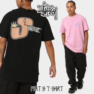 Stussy Tシャツ ステューシー Sロゴ 半袖 Phat S 50-50 T-Shirt ブラック ピンク メンズ 海外限定 ユニセックス 正規品 [衣類]｜ssshop